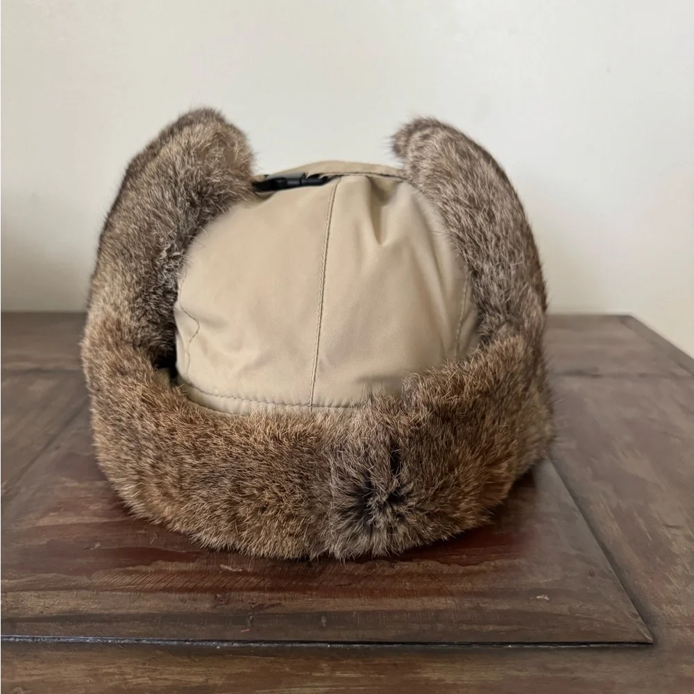 Nathaniel Cole by Crown‎ Cap rabbit fur trim aviator hat unisex size XL